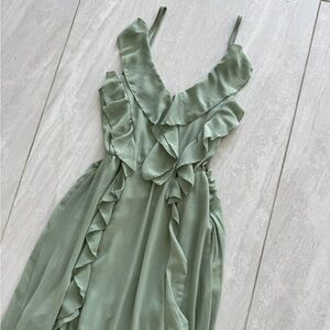 Zara Sage Green Ruffle Dress